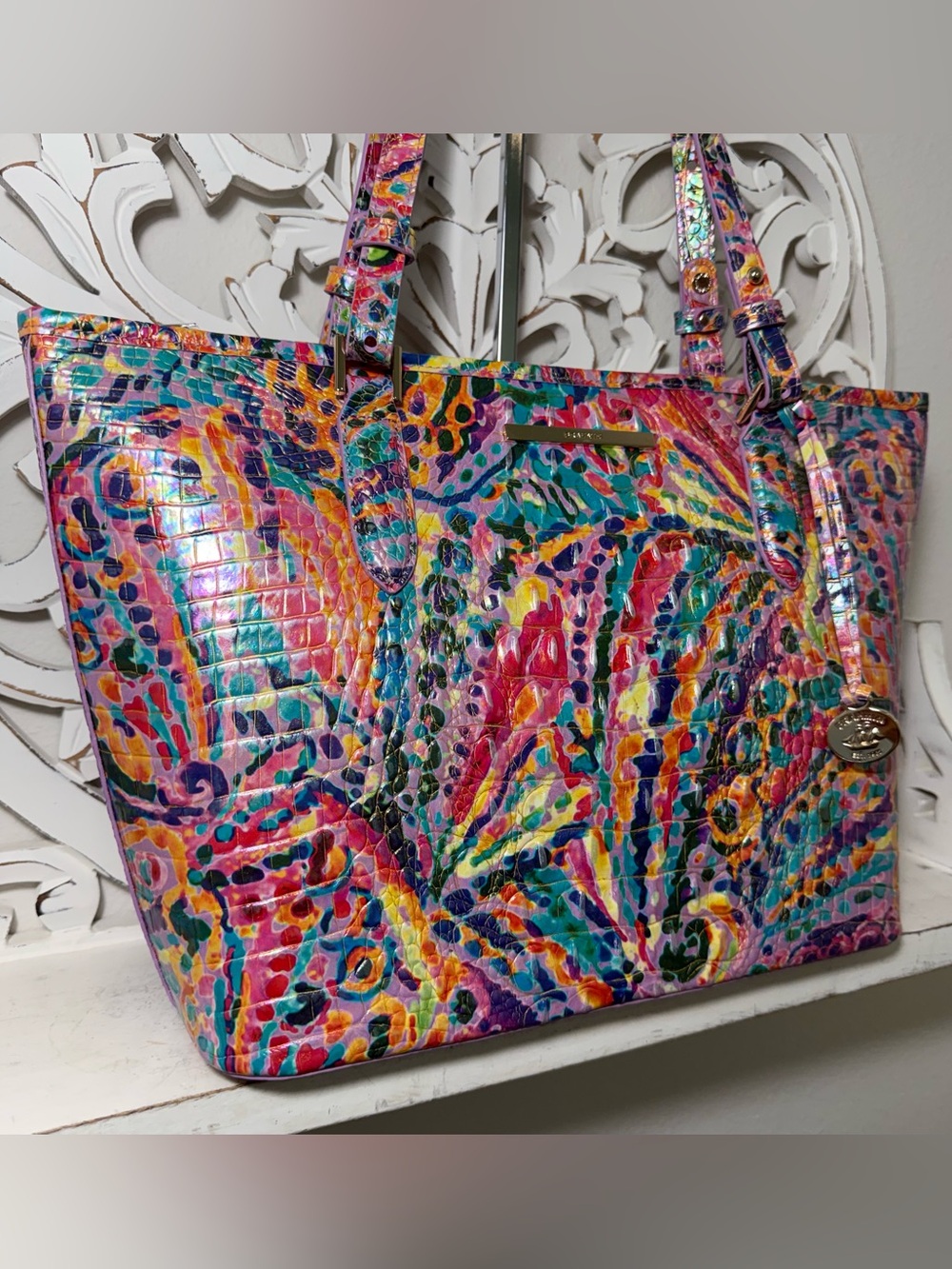 Brahmin Medium Asher Tote Rainbow Reef Melbourne Leather - Picture 3 of 9